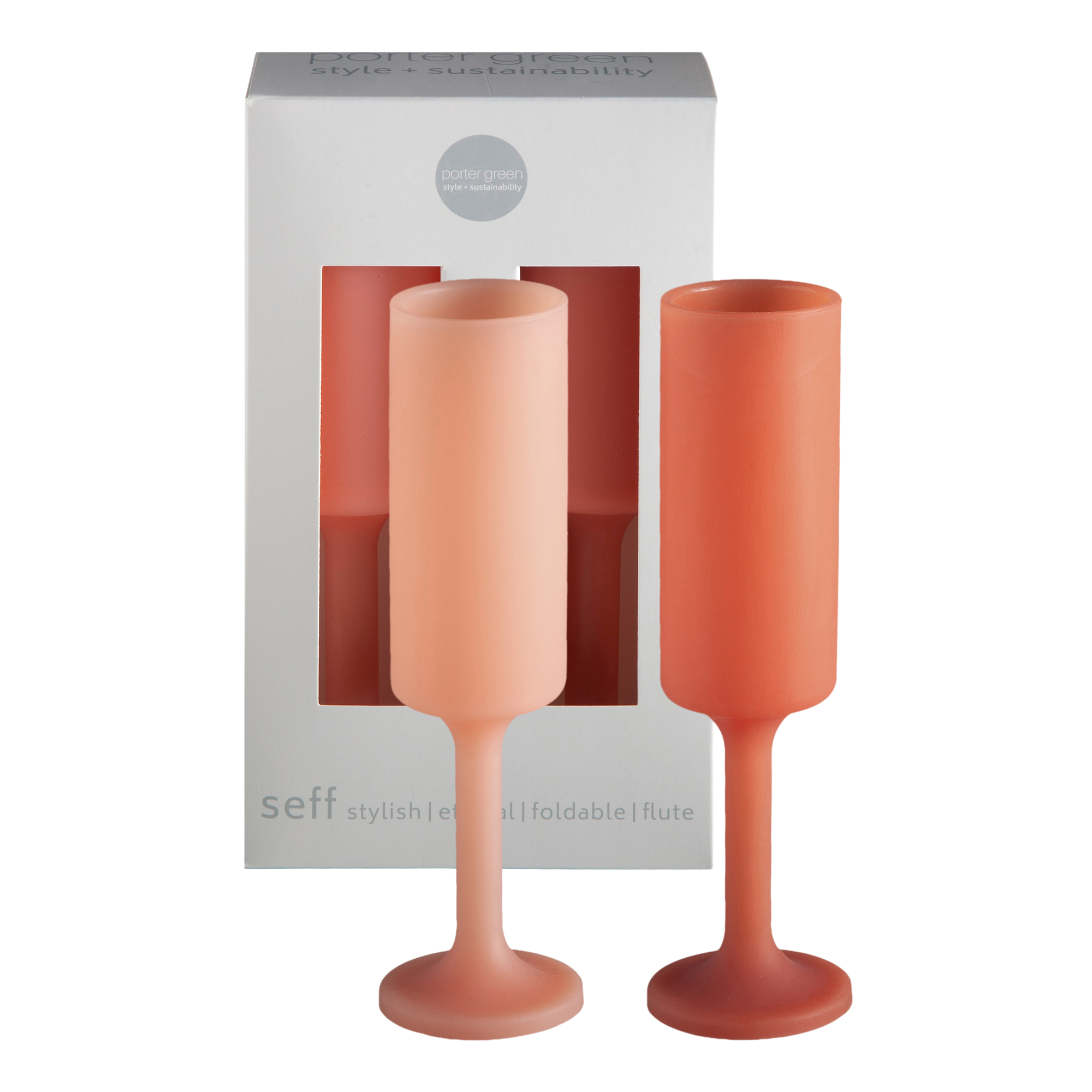terra + peach | seff | unbreakable silicone champagne flute | porter green, champagne flutes, unbreakable champagne flutes, champagne flute glasses, coloured champagne glasses, champagne flutes australia