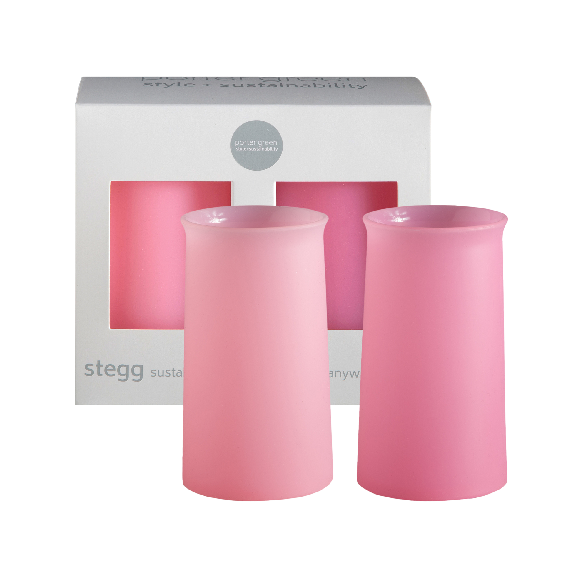 petalo | stegg | silicone unbreakable highball glasses - porter green | style + sustainability