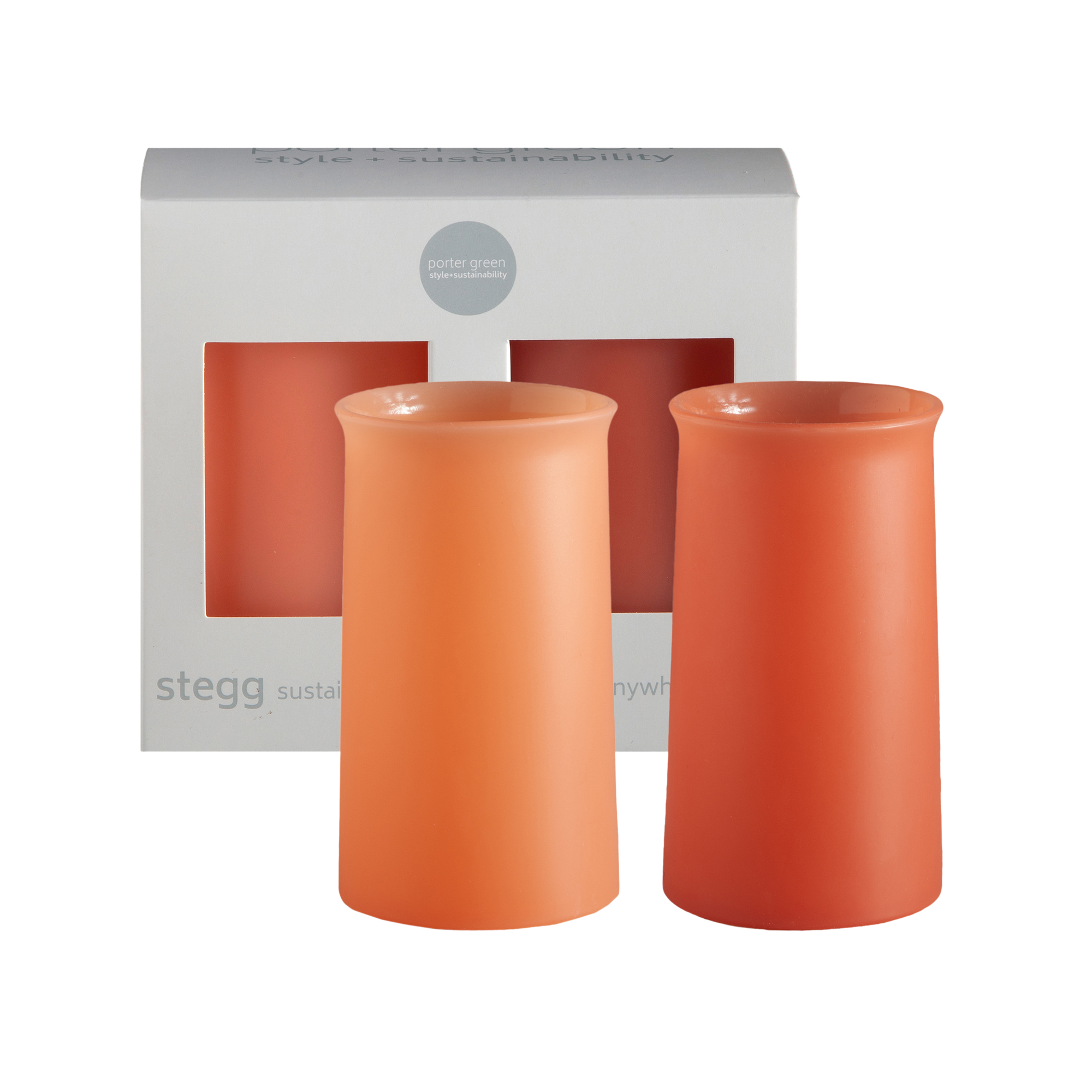 terra + peach | stegg | silicone unbreakable highball glasses - porter green | style + sustainability