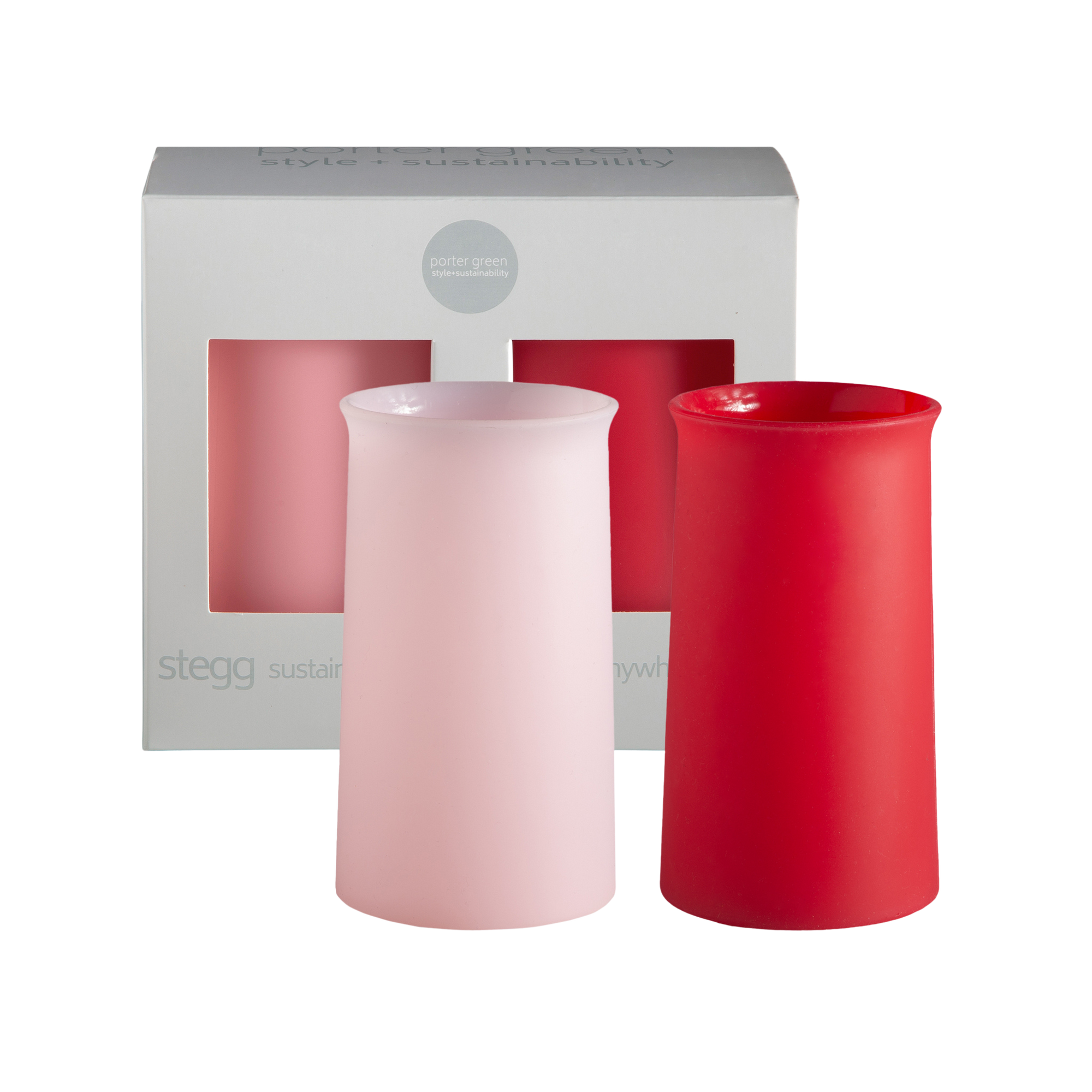 cherry + blush | stegg | silicone unbreakable highball glasses - porter green | style + sustainability