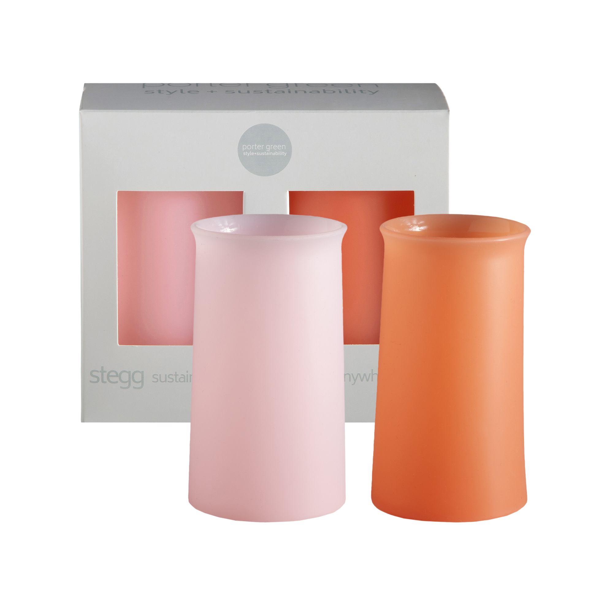 peach + petal | stegg | silicone unbreakable highball glasses - porter green | style + sustainability