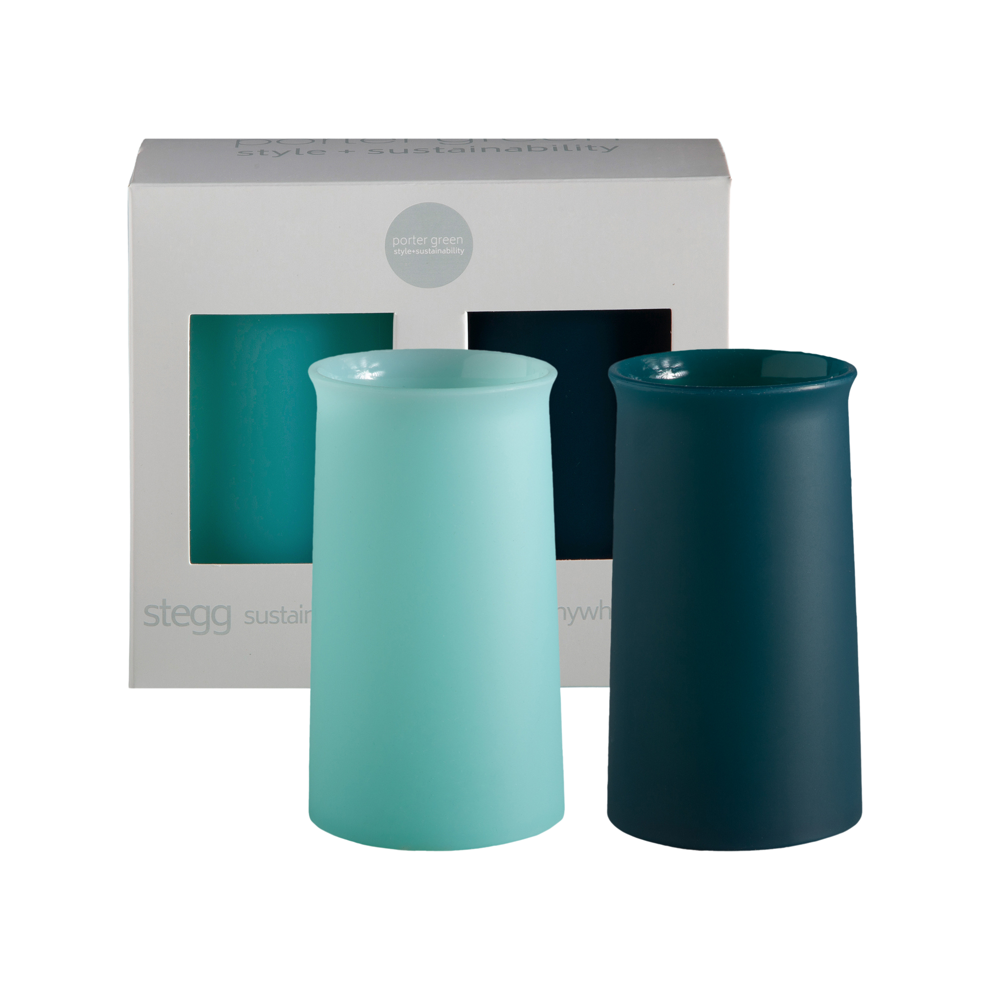 mist + ink | stegg | silicone unbreakable highball glasses - porter green | style + sustainability