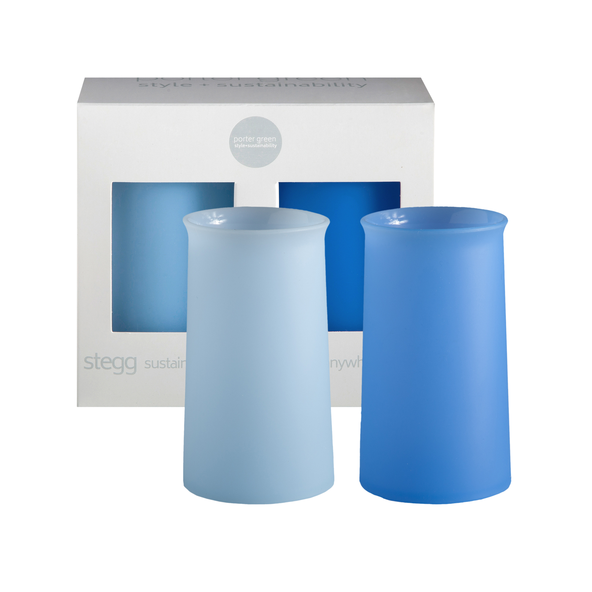 sky + kingfisher | stegg | silicone unbreakable highball glasses - porter green | style + sustainability