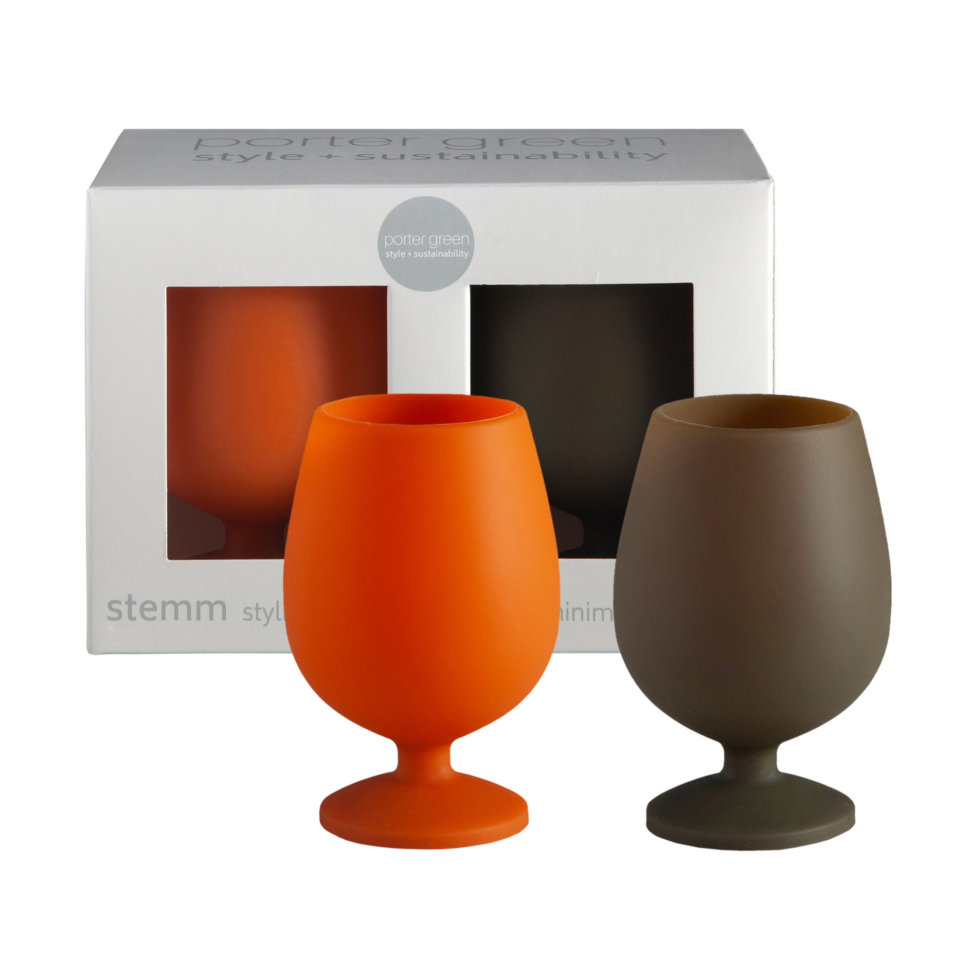 tobacco + tumeric | stemm | silicone unbreakable wine glasses - porter green | style + sustainability