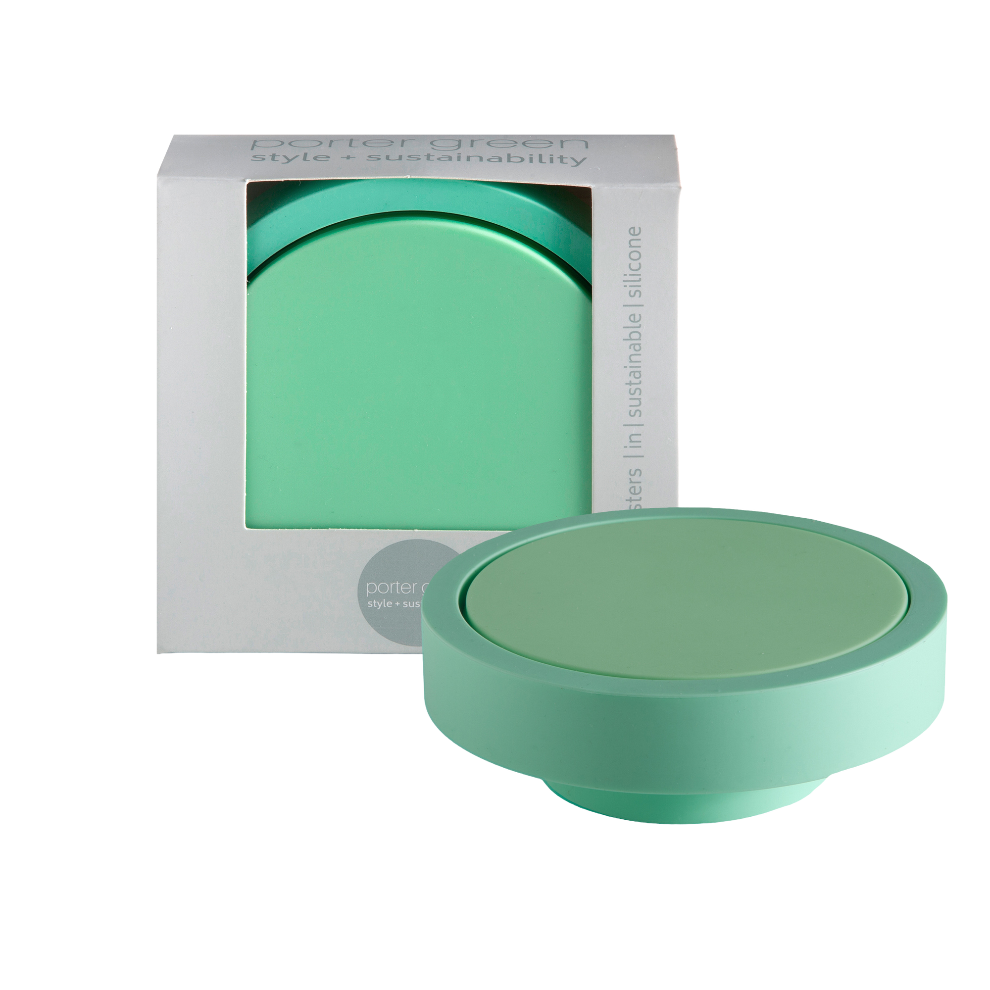 gerbera + leaf | ciss | unbreakable silicone coasters - porter green | style + sustainability