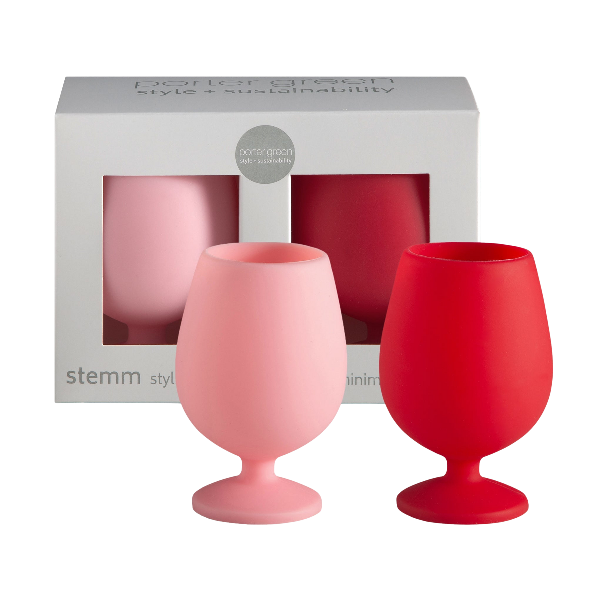 cherry + blush | stemm | silicone unbreakable wine glasses - porter green | style + sustainability