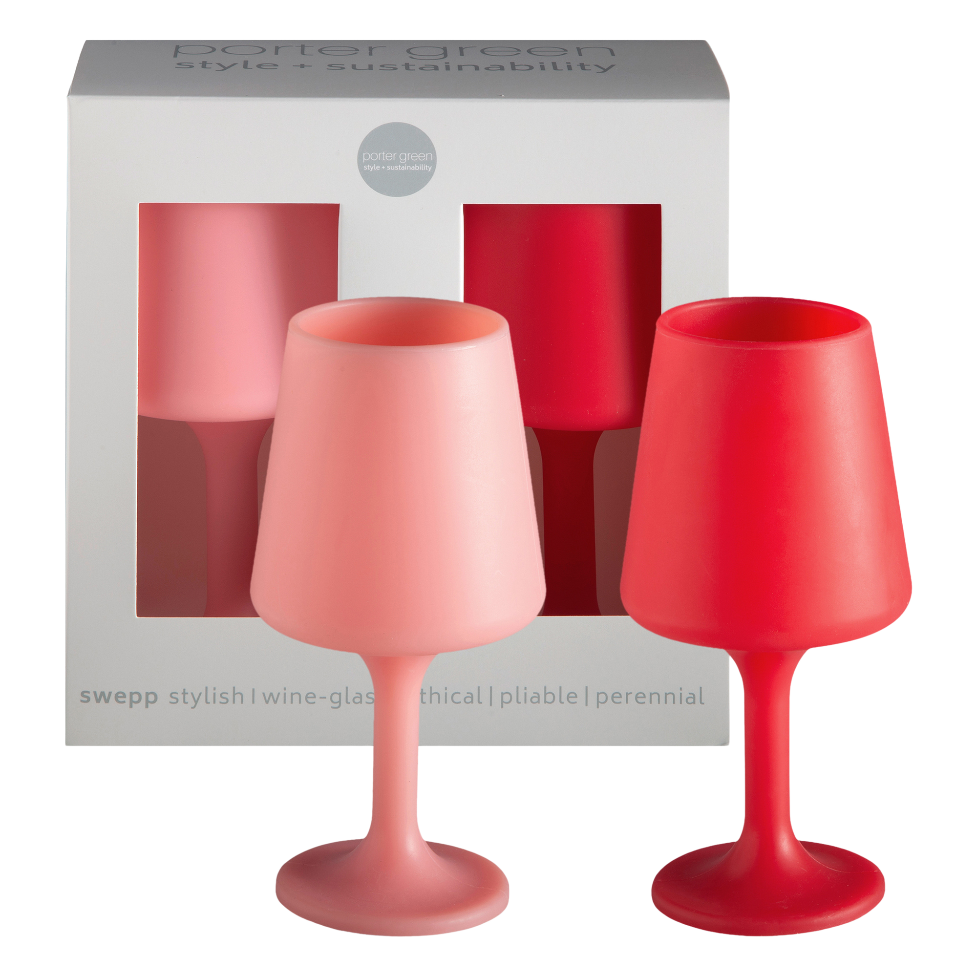 cherry + blush | swepp | silicone unbreakable wine glasses - porter green | style + sustainability