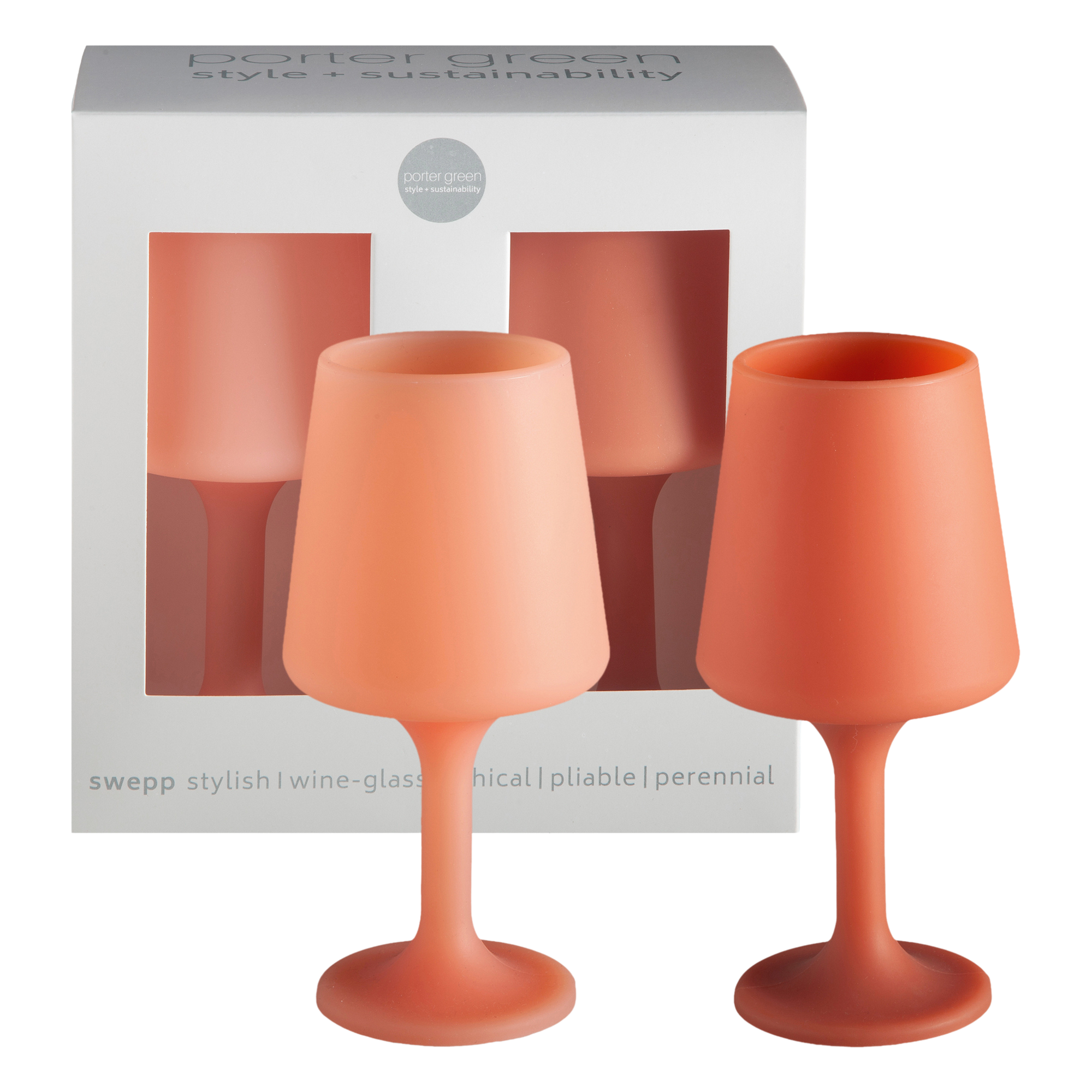 terra + peach | swepp | silicone unbreakable wine glasses - porter green | style + sustainability