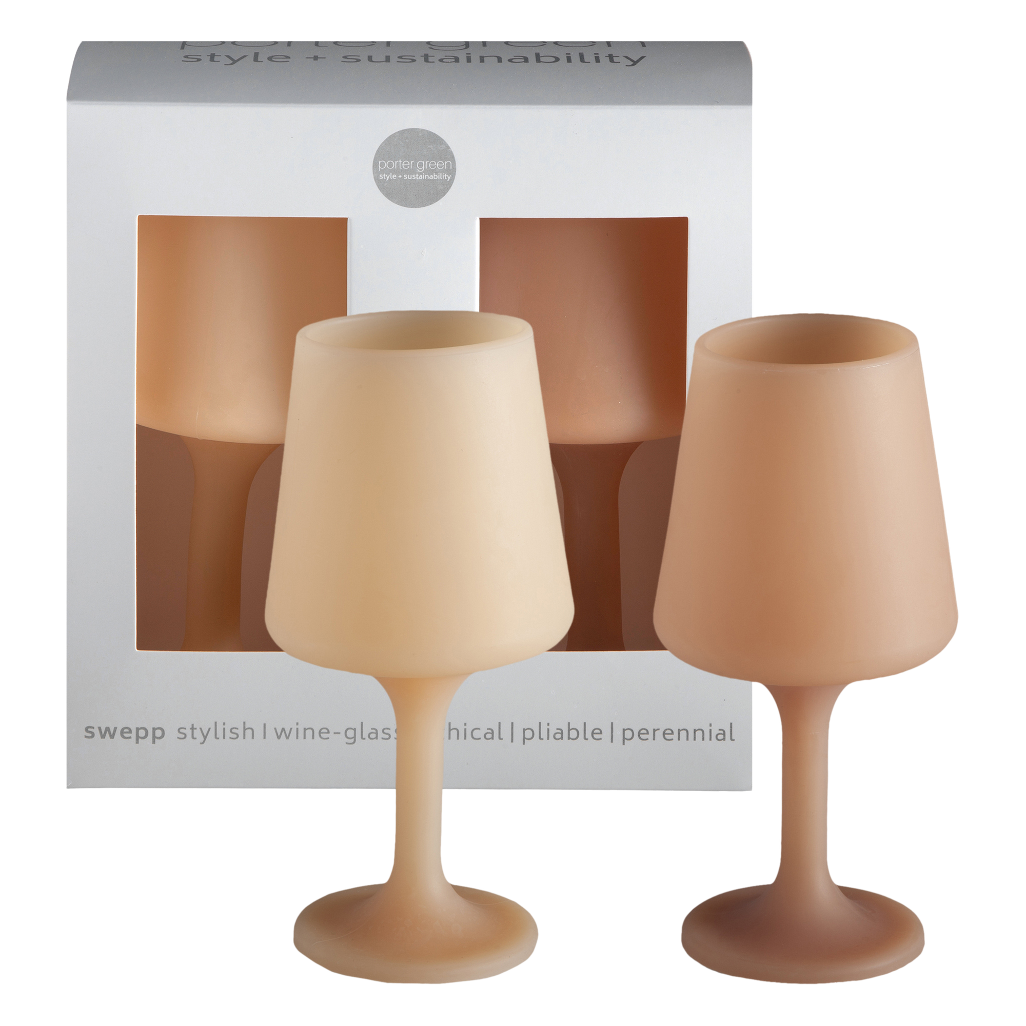 wheat + oat | swepp | silicone unbreakable wine glasses - porter green | style + sustainability