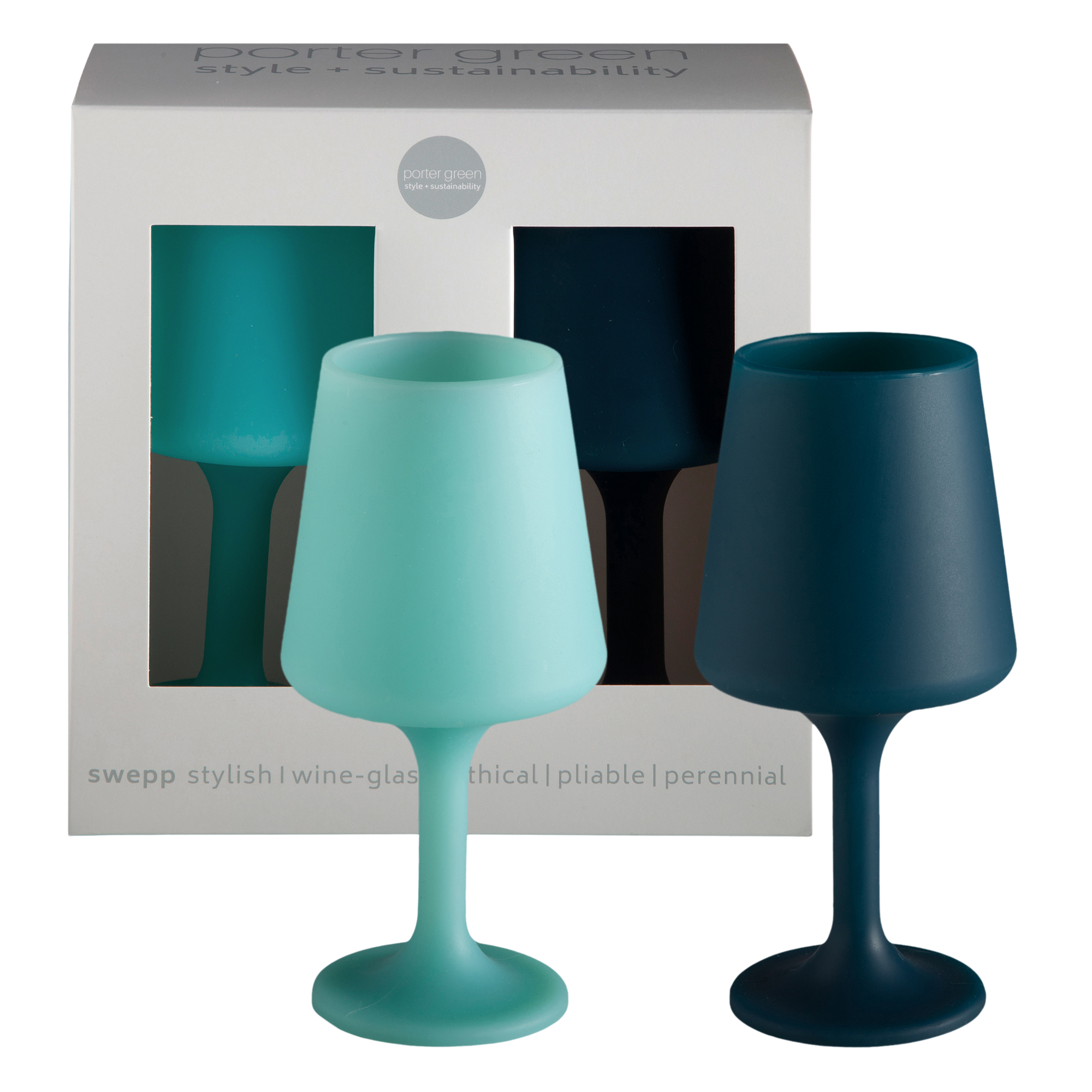 mist + ink | swepp | silicone unbreakable wine glasses - porter green | style + sustainability