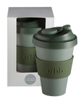 sage + olive | urbb | biodegradable bamboo coffee cup | porter green, biodegradable coffee cups. bamboo coffee cup, reusable coffee cup australia, 12oz coffee cup, leak proof coffee cup