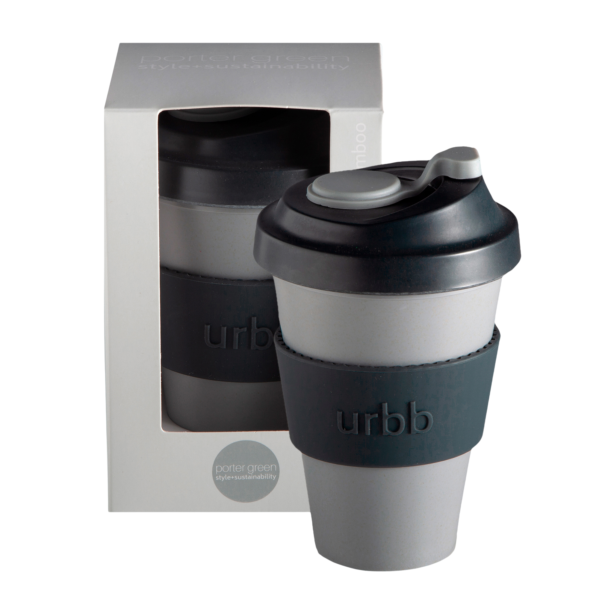 smoke + storm | urbb | biodegradable bamboo coffee cup | porter green, biodegradable coffee cups. bamboo coffee cup, reusable coffee cup australia, 12oz coffee cup, leak proof coffee cup