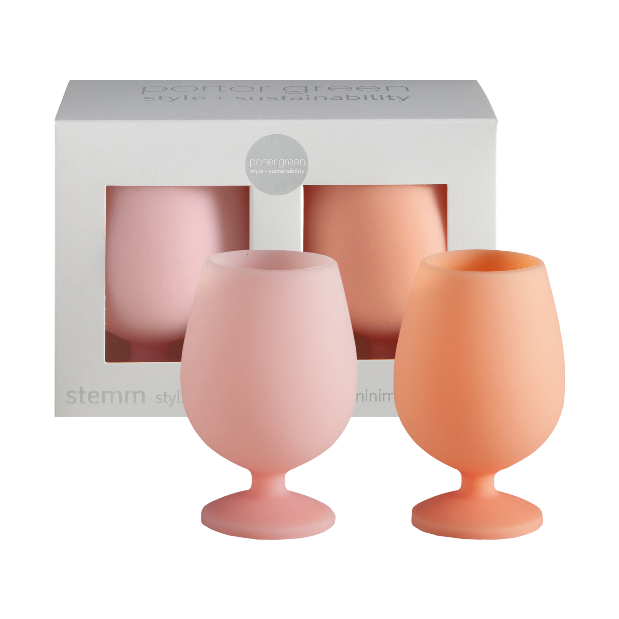 peach + petal | stemm | silicone unbreakable wine glasses - porter green | style + sustainability