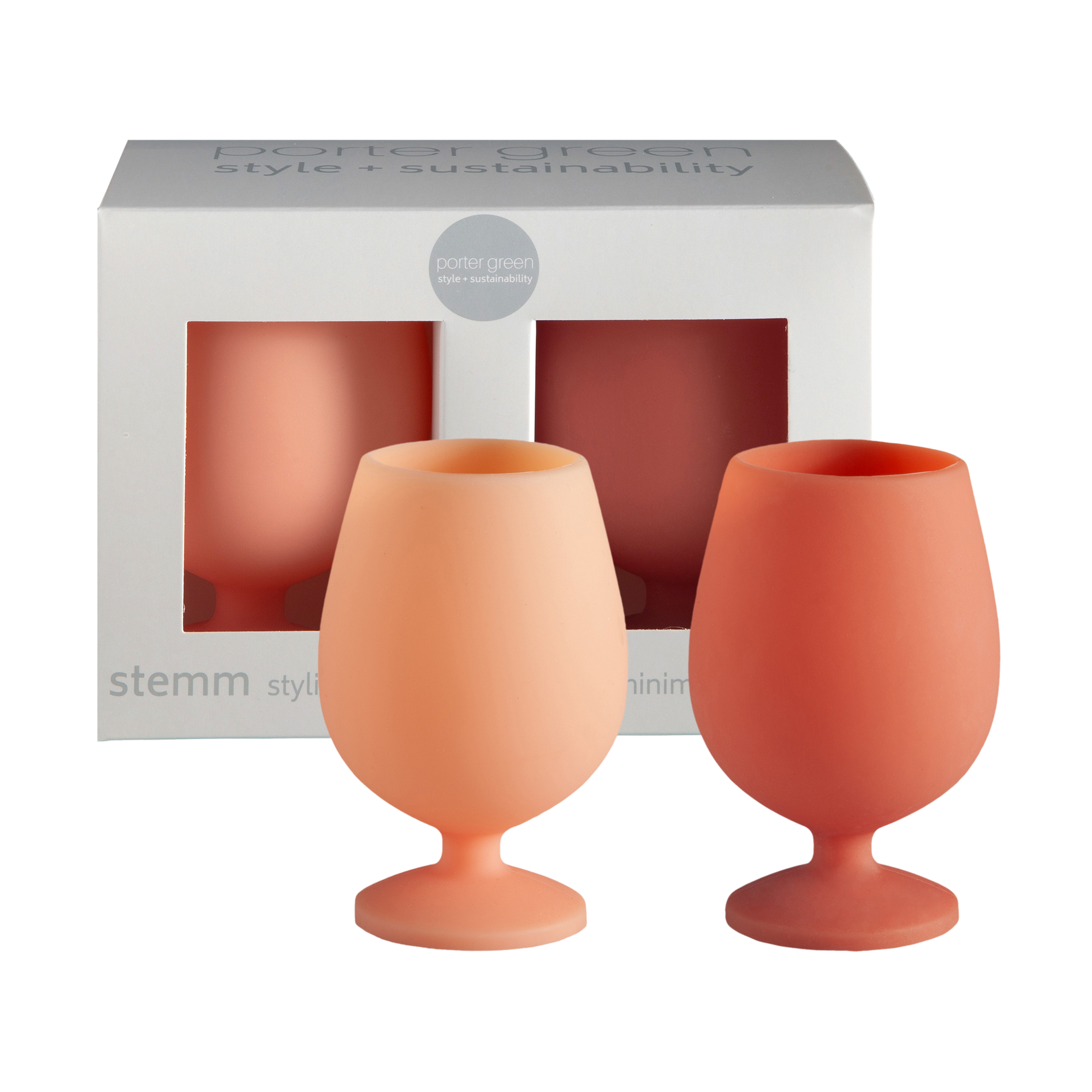 terra + peach | stemm | silicone unbreakable wine glasses - porter green | style + sustainability