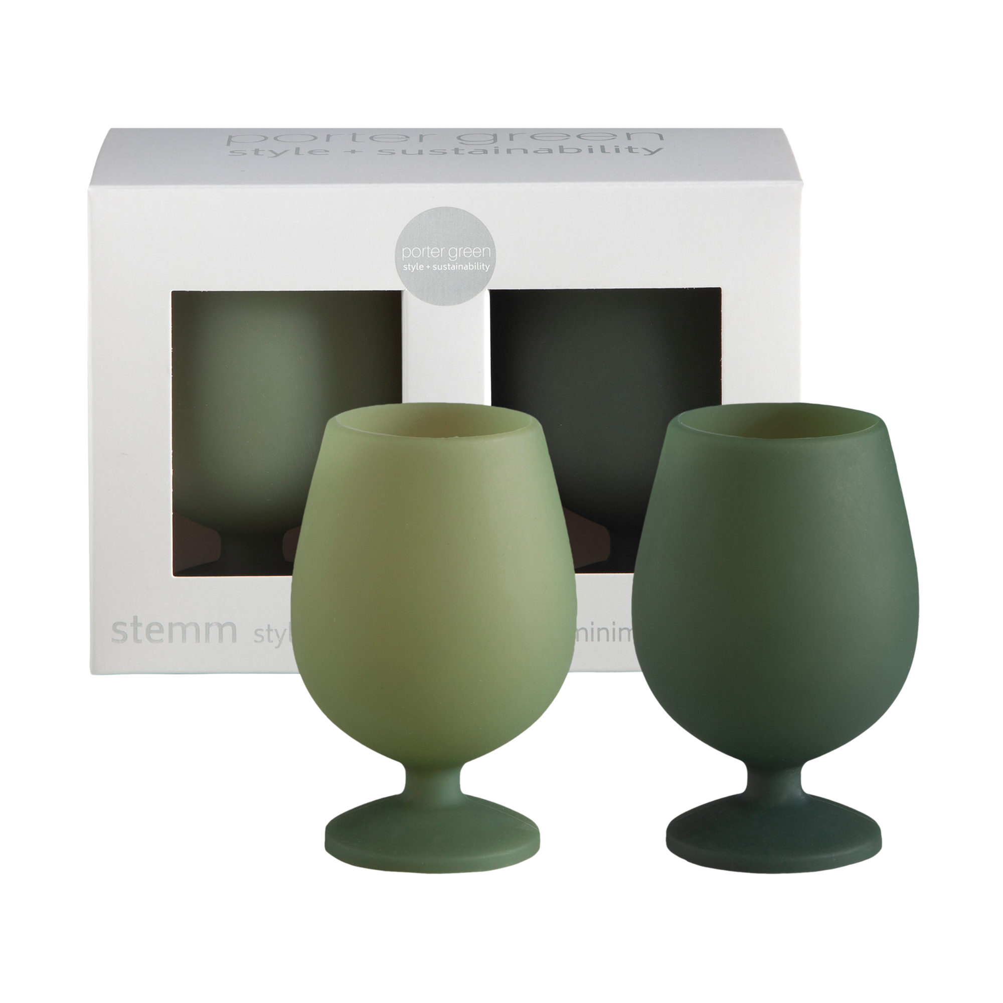 sage + olive | stemm | silicone unbreakable wine glasses - porter green | style + sustainability