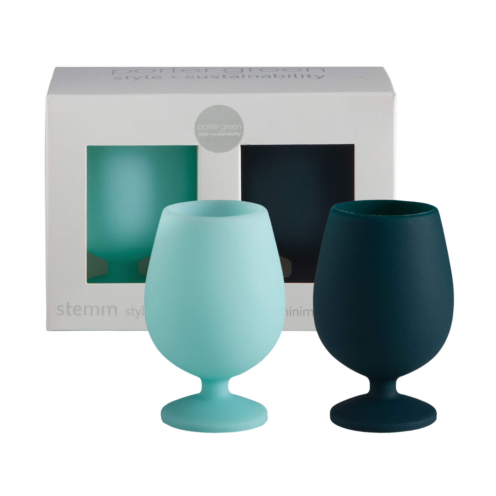 mist + ink | stemm | silicone unbreakable wine glasses - porter green | style + sustainability