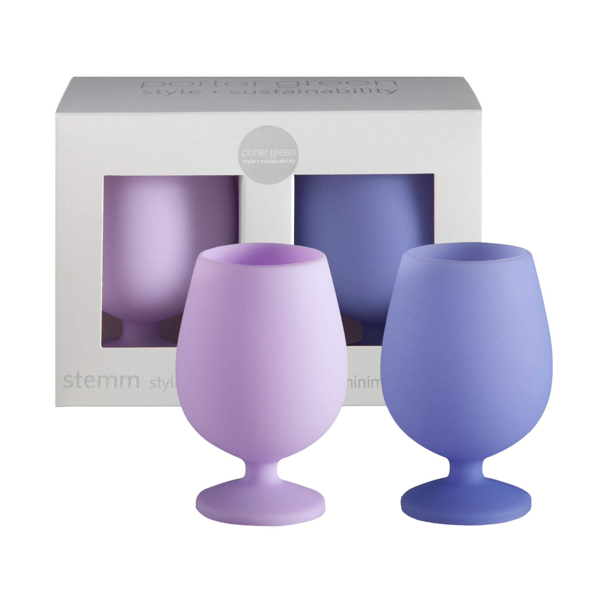 tanzanite + amethyst | stemm | silicone unbreakable wine glasses - porter green | style + sustainability