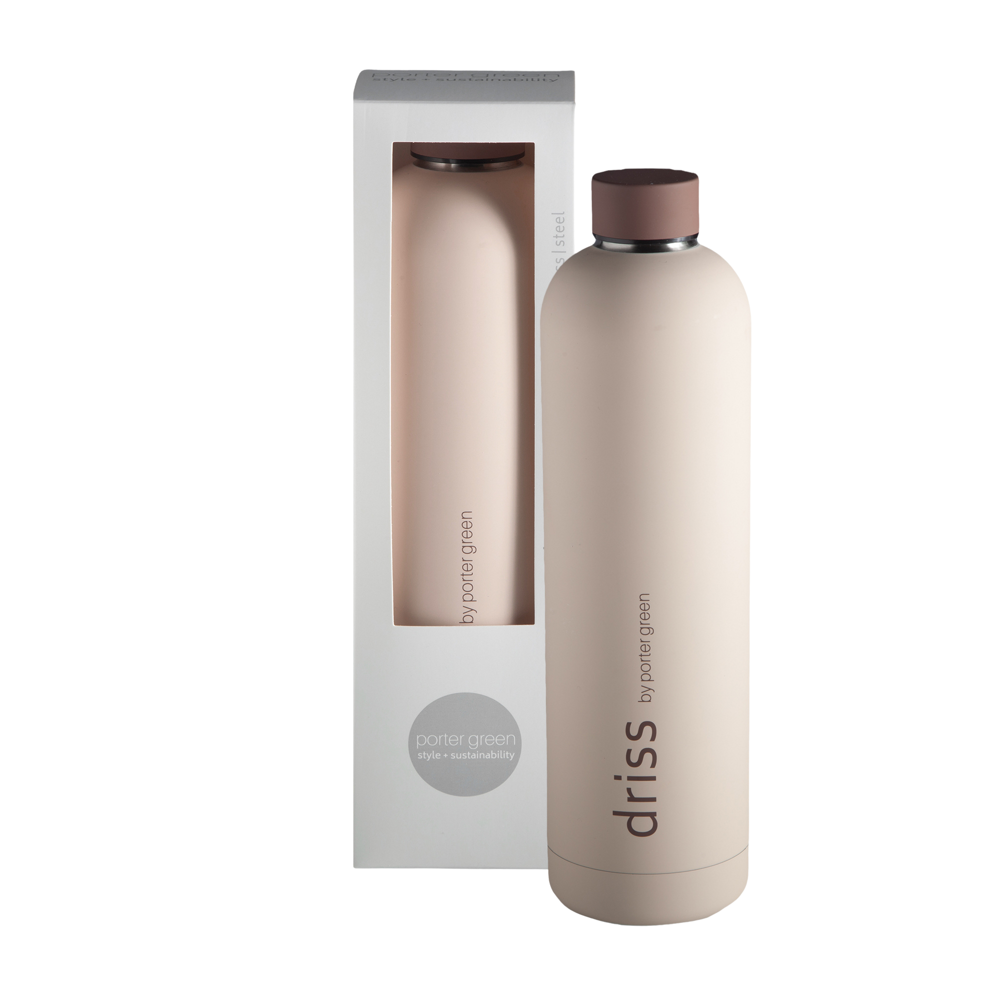 latte + donkey | driss | insulated stainless steel bottle | porter green, 1l water bottle, insulated stainless steel water bottle, thermos water bottle, 1l drink bottle, insulated wine bottle