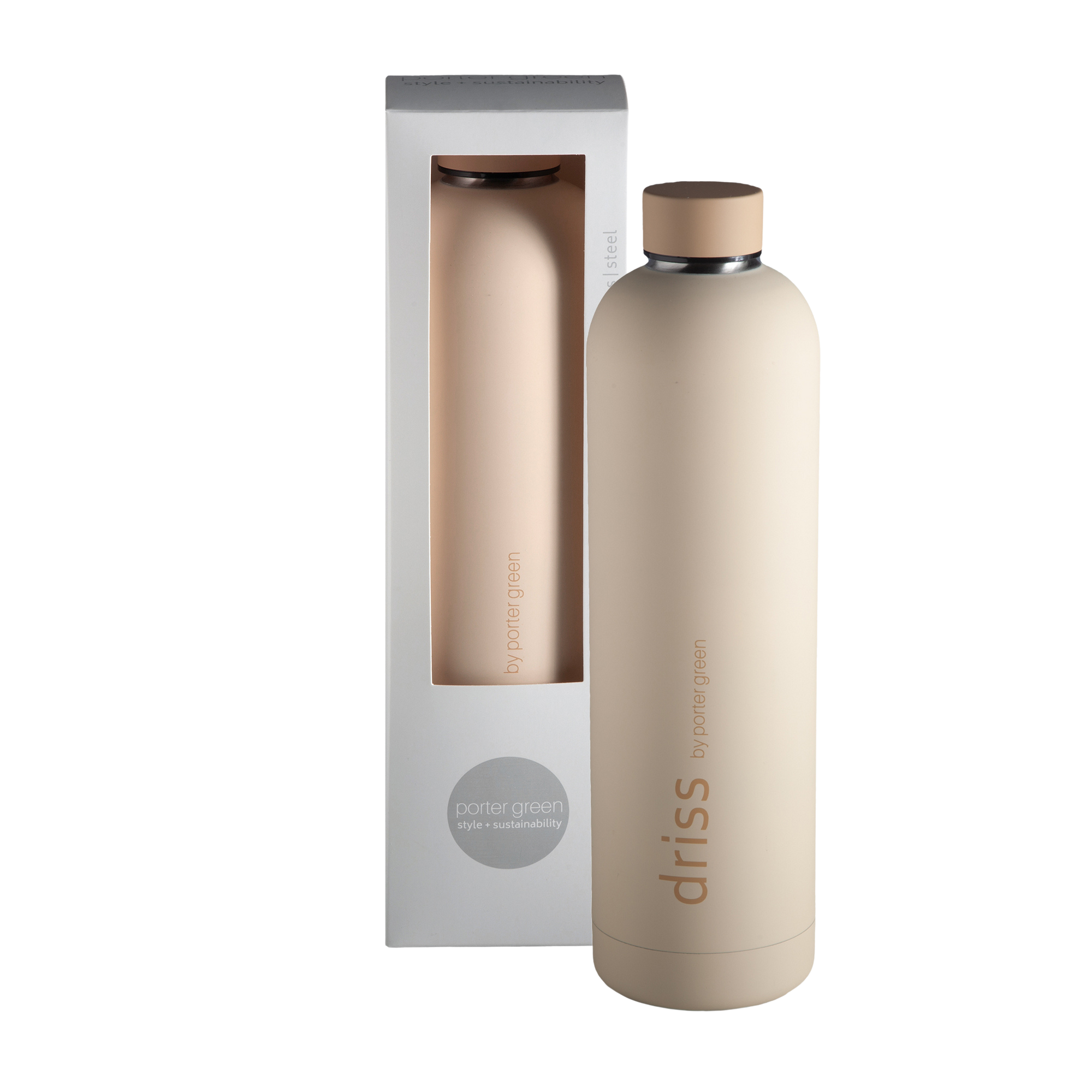 wheat + oat | driss | insulated stainless steel bottle | porter green, 1l water bottle, insulated stainless steel water bottle, thermos water bottle, 1l drink bottle, insulated wine bottle