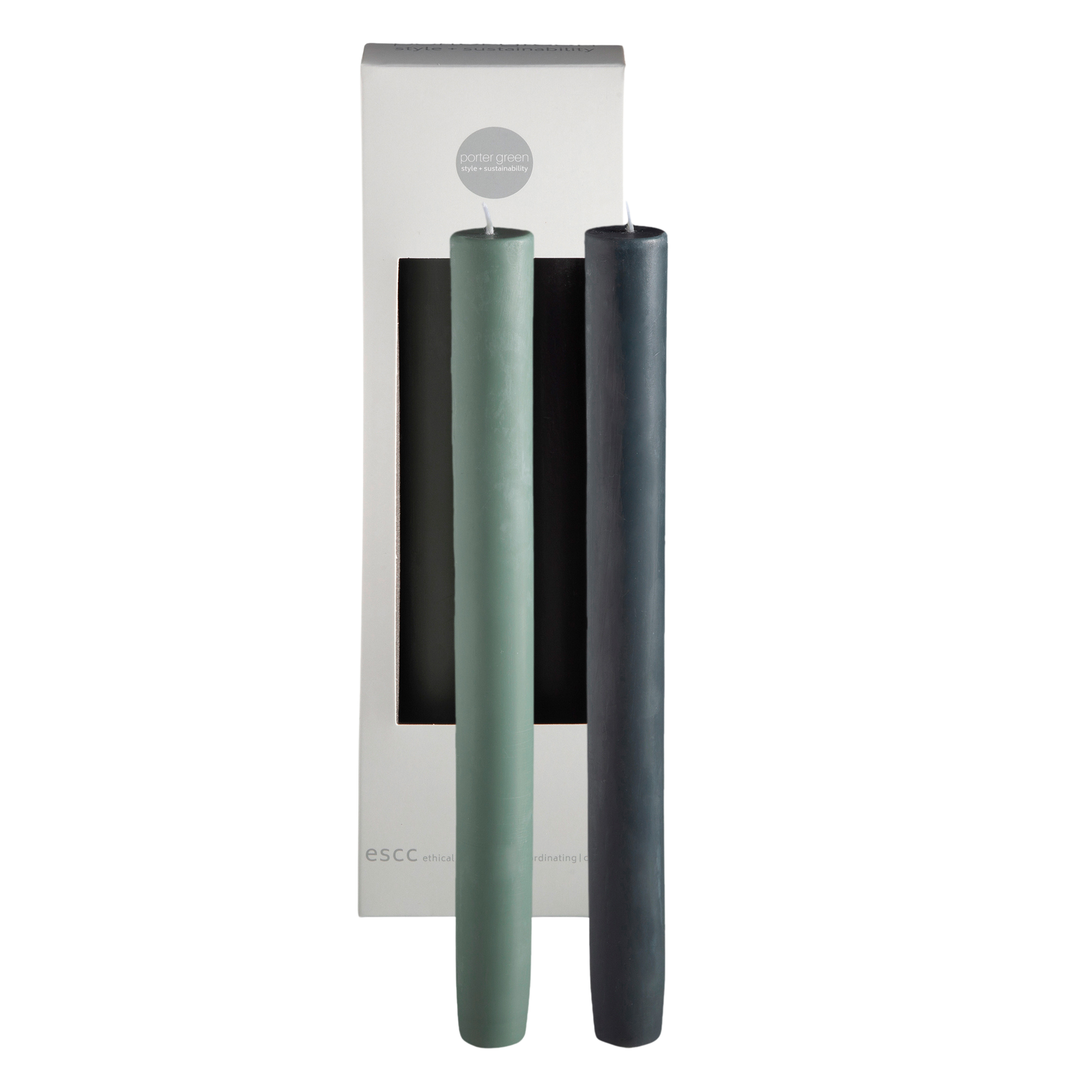 sage + olive | escc dinner candle | soy - blend unscented candles - porter green | style + sustainability