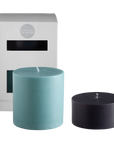 mist + ink | escc large pillar candle | soy - blend unscented candles - porter green | style + sustainability