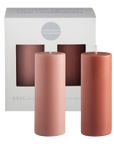 terra + peach | escc small pillar candle | soy - blend unscented candles - porter green | style + sustainability