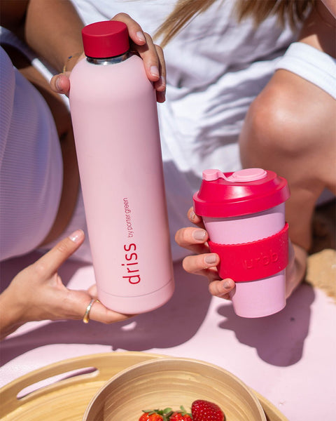 cherry + blush | driss | insulated stainless steel water bottle - porter green | style + sustainability