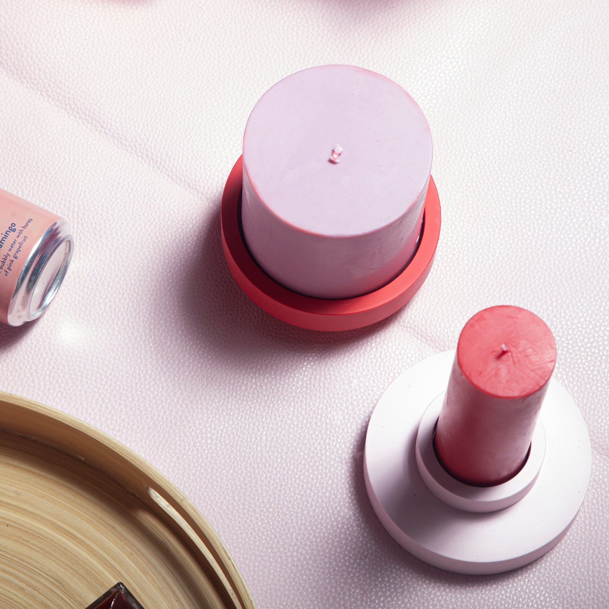 cherry + blush | escc large pillar candle | soy - blend unscented candles - porter green | style + sustainability