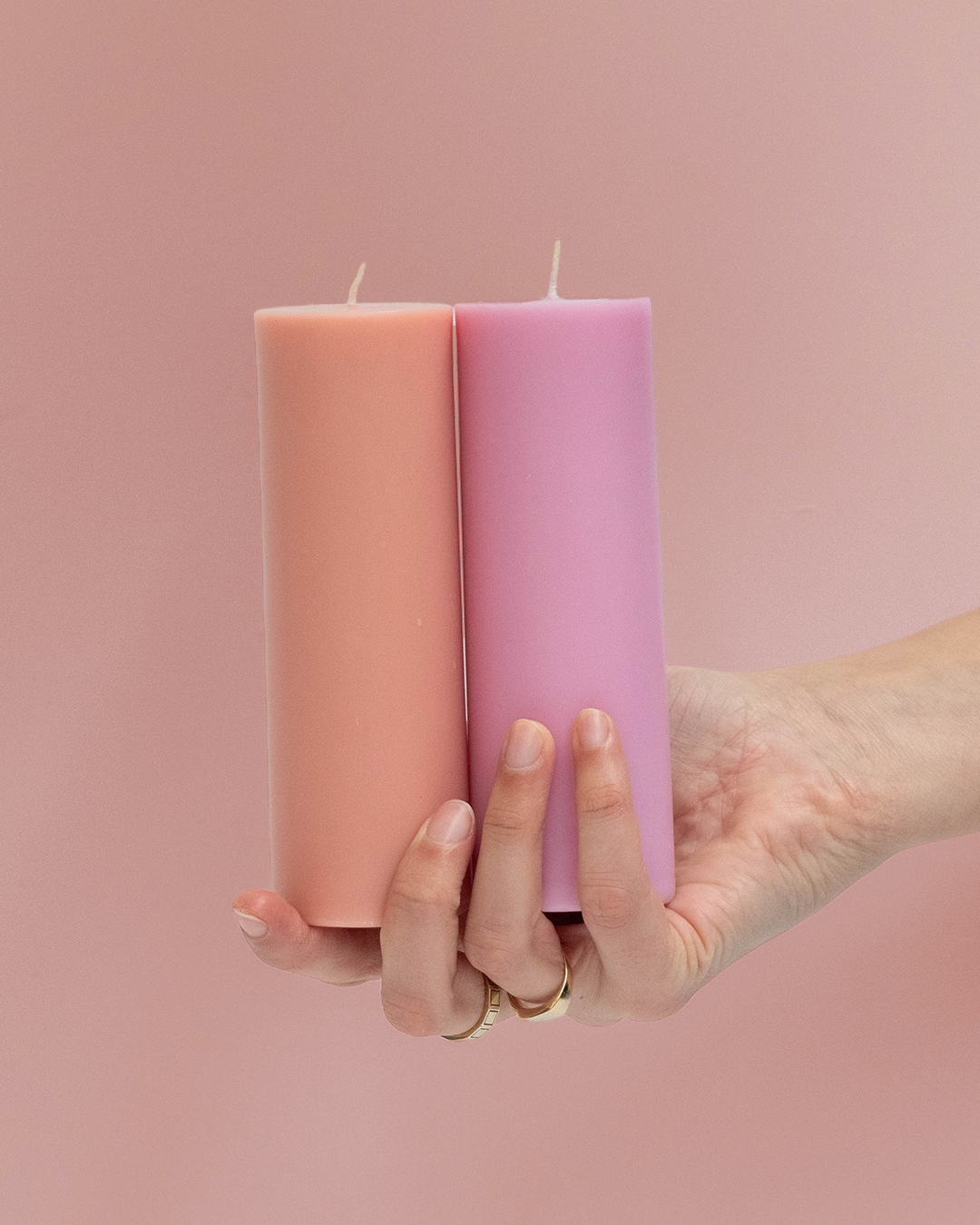 peach + petal | escc medium pillar candle | soy-blend unscented candles | porter green, soy candle, dinner candles, pillar candles, unscented candles, coloured candle