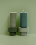 sage + olive | escc sml pillar candle | soy-blend unscented candles