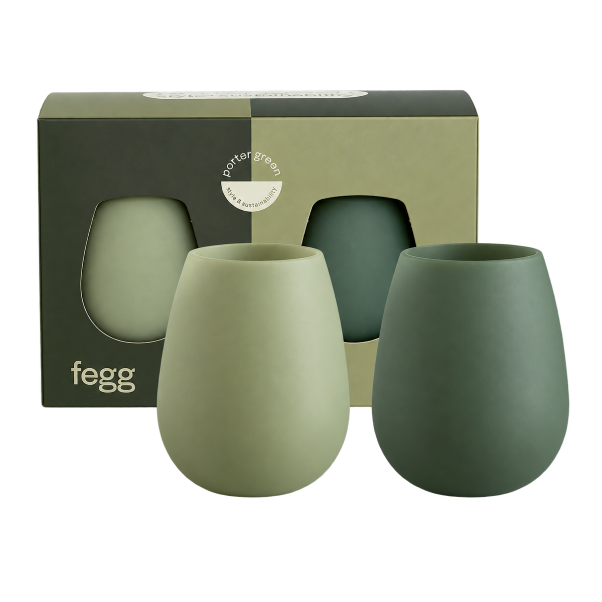 sage + olive | fegg | silicone unbreakable glasses - porter green | style + sustainability