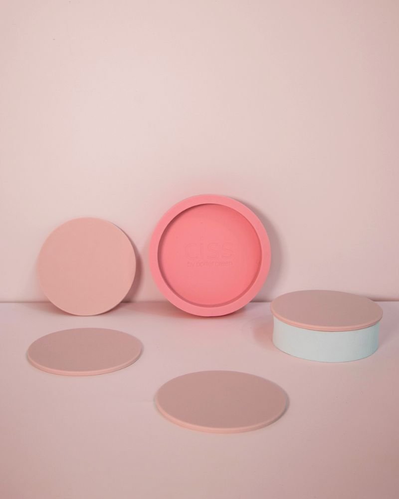 flamingo + lotus | ciss | unbreakable silicone coasters - porter green | style + sustainability