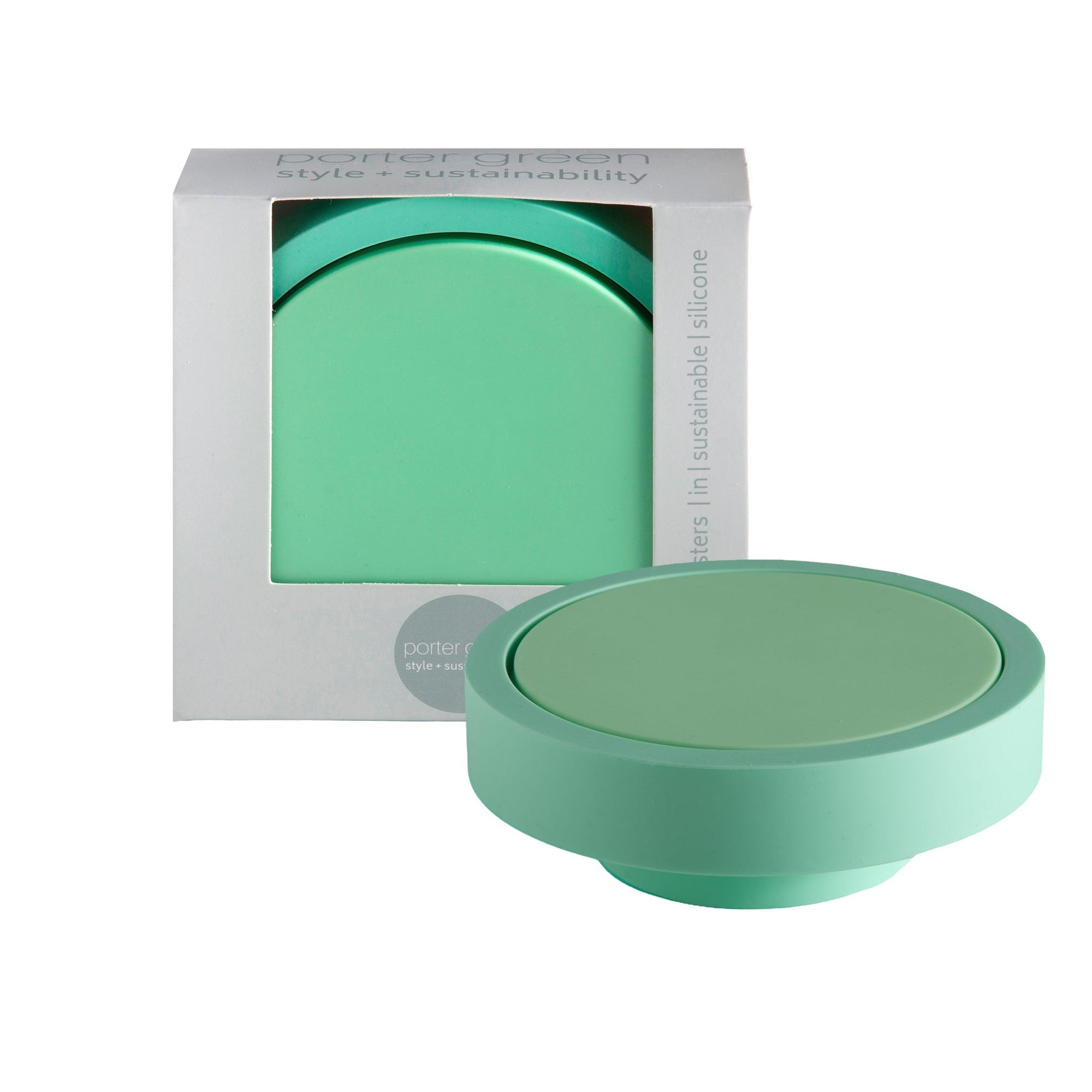 gerbera + leaf | ciss | unbreakable silicone coasters - porter green | style + sustainability