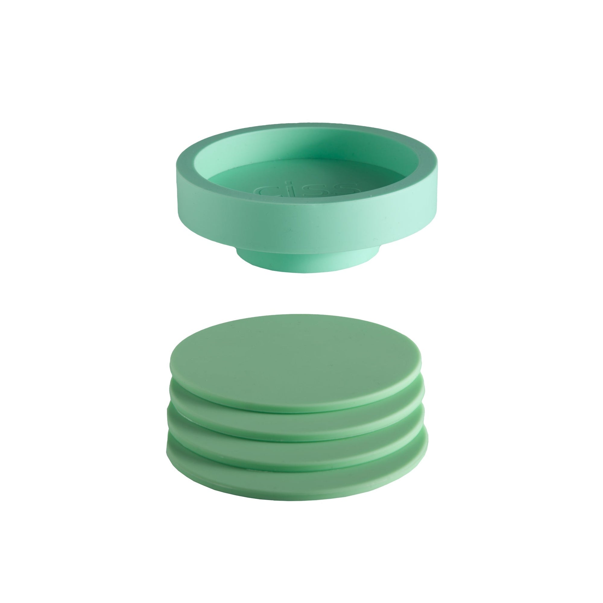 gerbera + leaf | ciss | unbreakable silicone coasters - porter green | style + sustainability