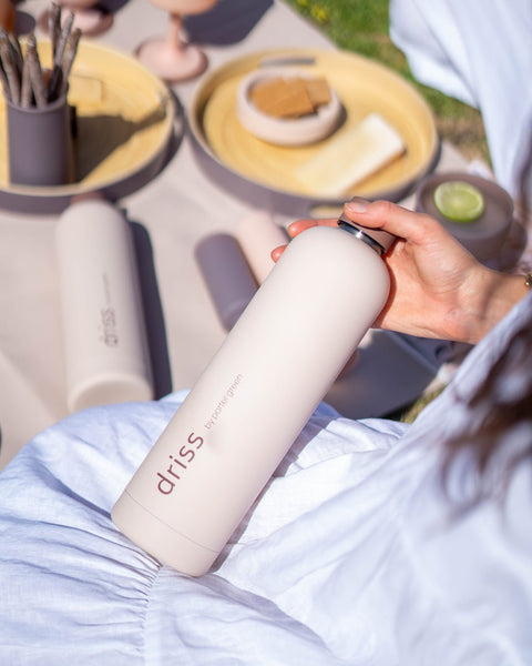 latte + donkey | driss | insulated stainless steel water bottle - porter green | style + sustainability