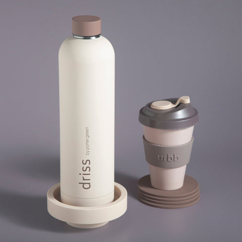 latte + donkey | driss | insulated stainless steel water bottle - porter green | style + sustainability