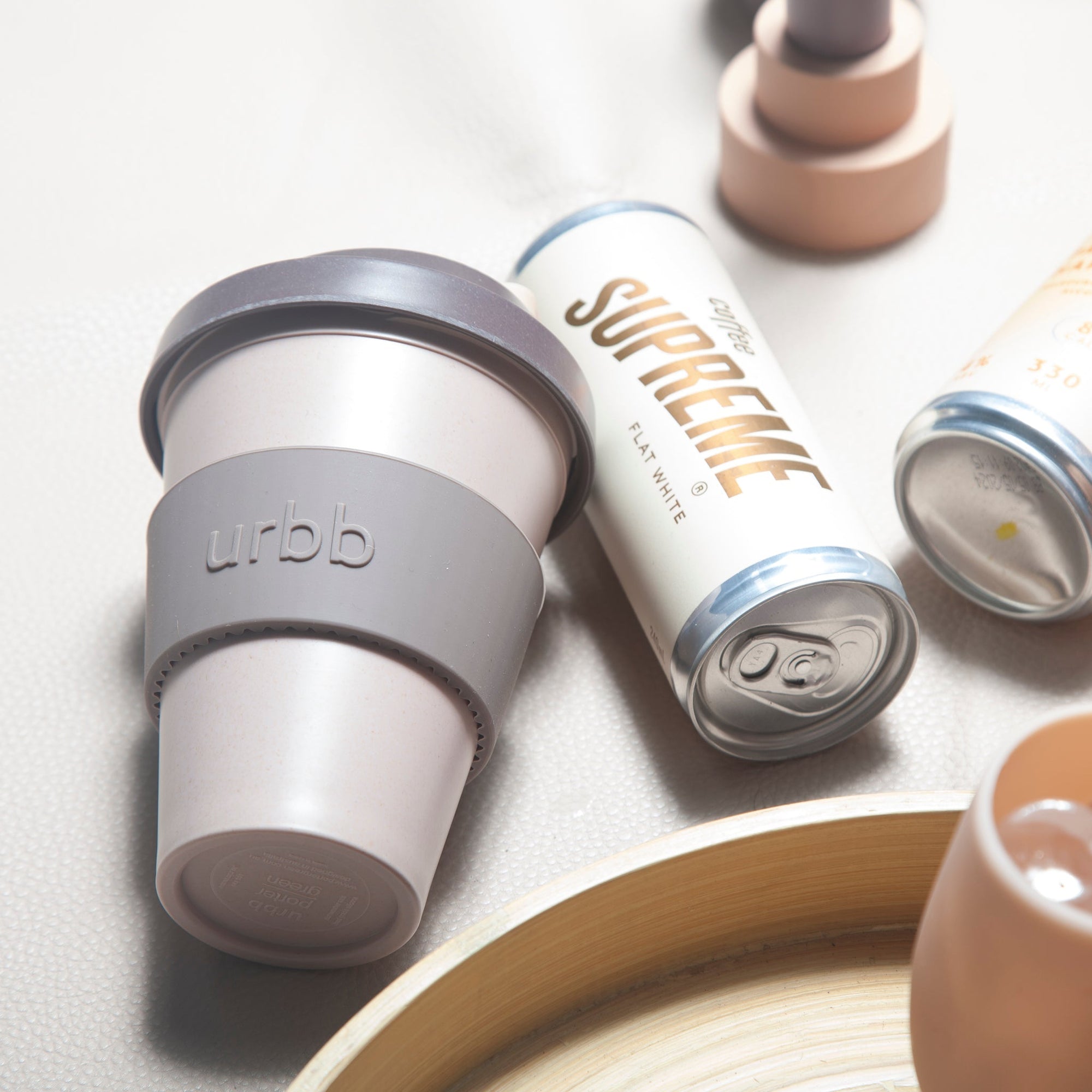 latte + donkey | urbb | biodegradable bamboo coffee cup - porter green | style + sustainability
