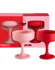 cherry + blush | mecc | unbreakable silicone cocktail coupes | porter green, coupe cocktail glass, coupe glass, coloured cocktail glasses, unbreakable cocktail glasses, cocktail glasses australia