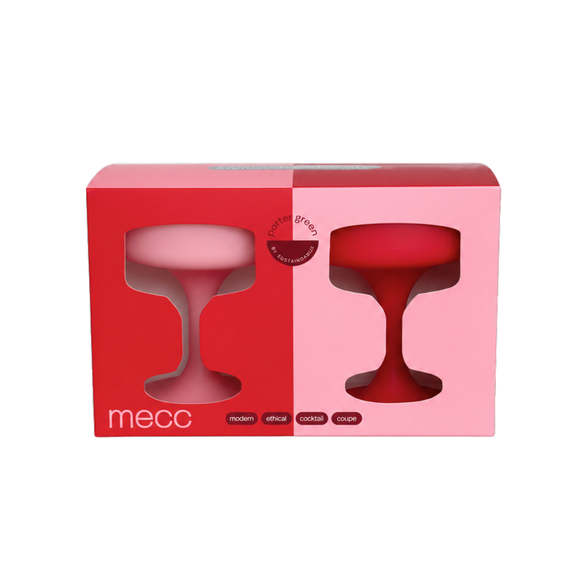cherry + blush | mecc | unbreakable silicone cocktail coupes | porter green, coupe cocktail glass, coupe glass, coloured cocktail glasses, unbreakable cocktail glasses, cocktail glasses australia