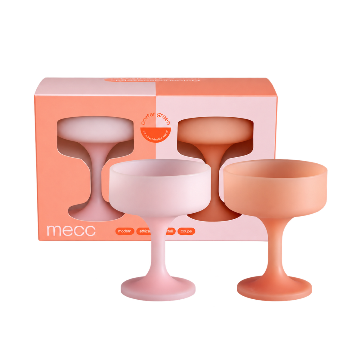peach + petal | mecc | unbreakable silicone cocktail coupes | porter green, coupe cocktail glass, coupe glass, coloured cocktail glasses, unbreakable cocktail glasses, cocktail glasses australia