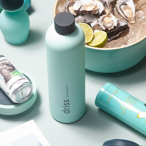 mist + ink | driss | insulated stainless steel water bottle - porter green | style + sustainability