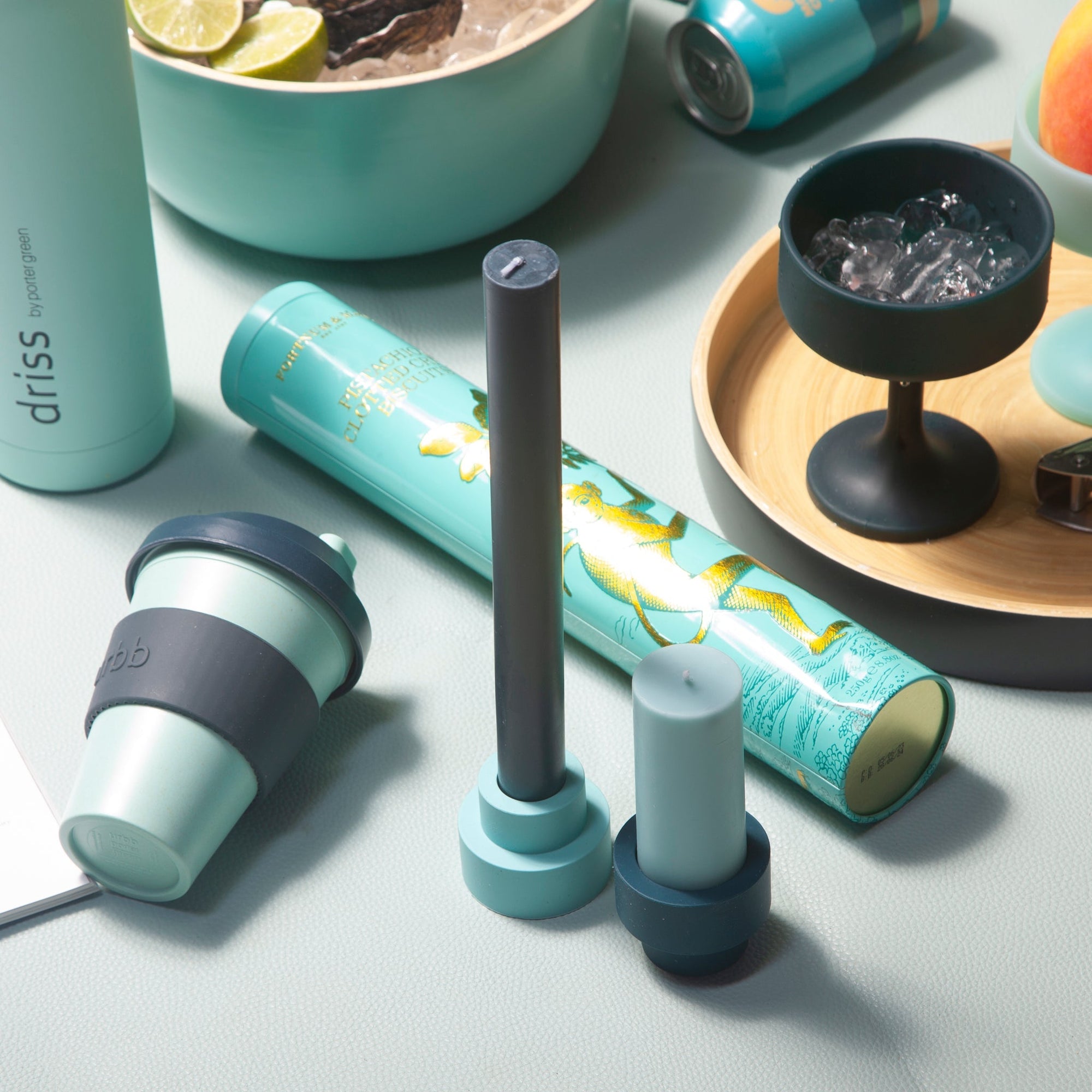 mist + ink | escc dinner candle | soy - blend unscented candles - porter green | style + sustainability