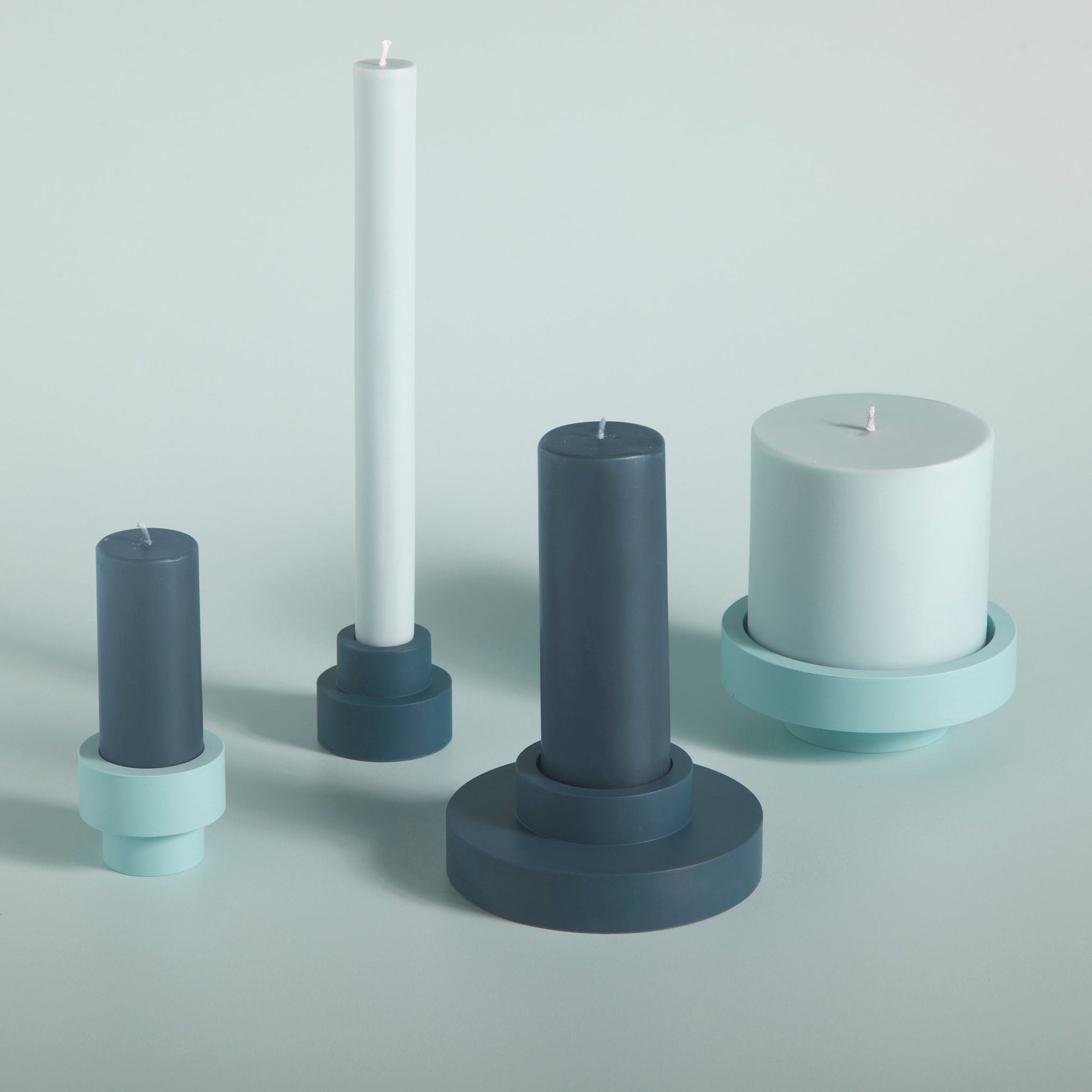 mist + ink | escc medium pillar candle | soy - blend unscented candles - porter green | style + sustainability