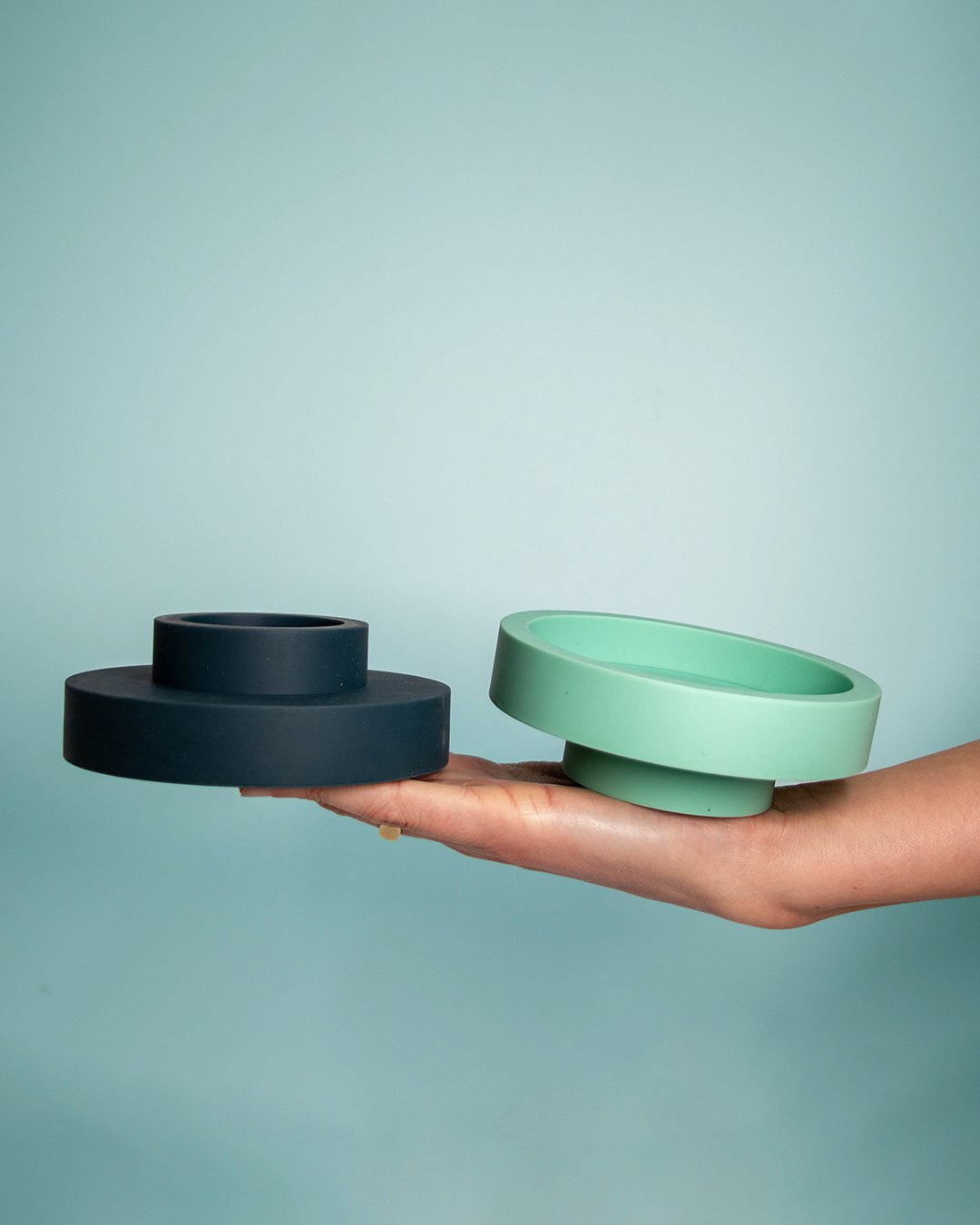 Mist + Ink | Flipp large | Silicone Unbreakable Candle Holder Set - porter green | style + sustainability