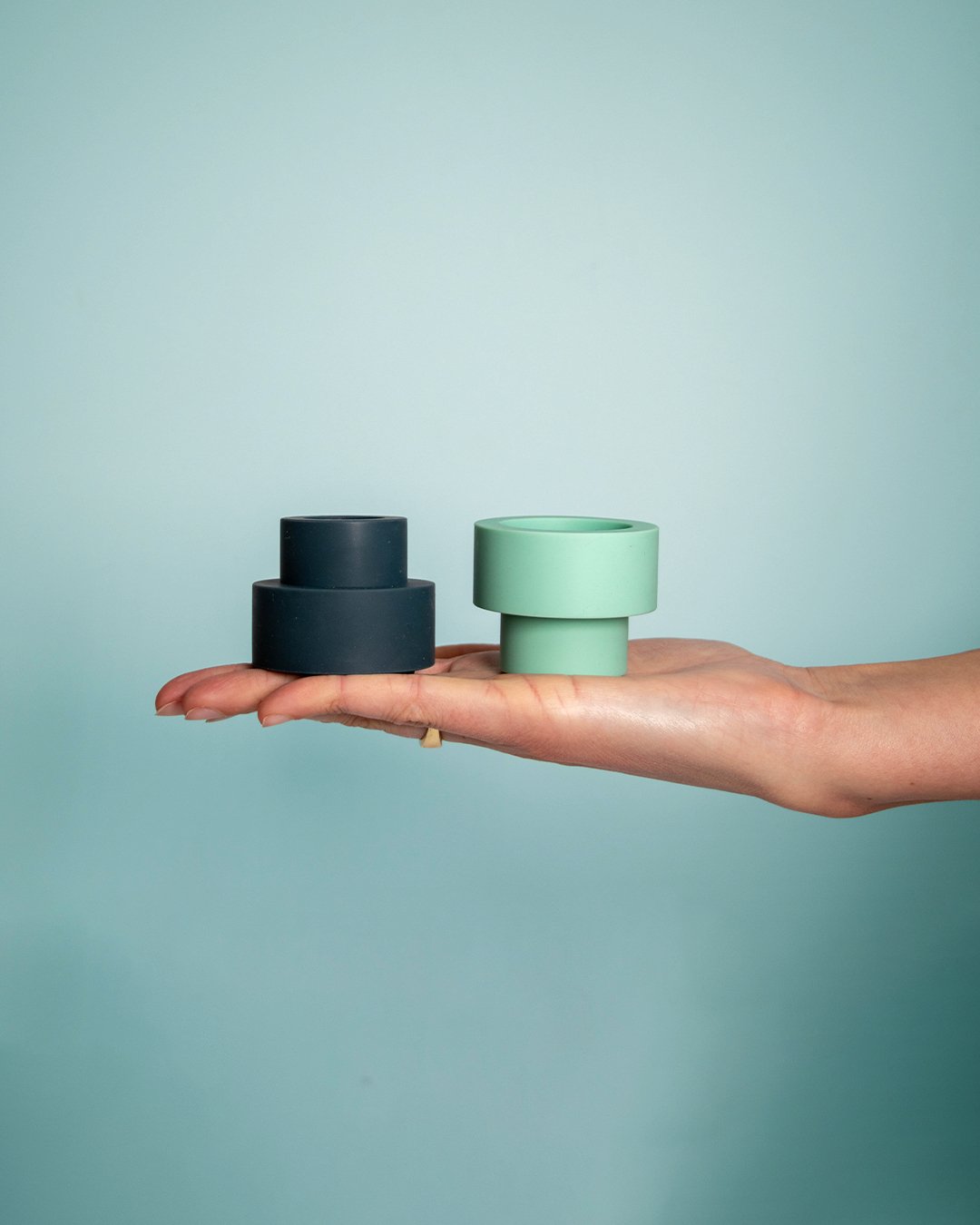 Mist + Ink | Flipp small | Silicone Unbreakable Candle Holder Set - porter green | style + sustainability