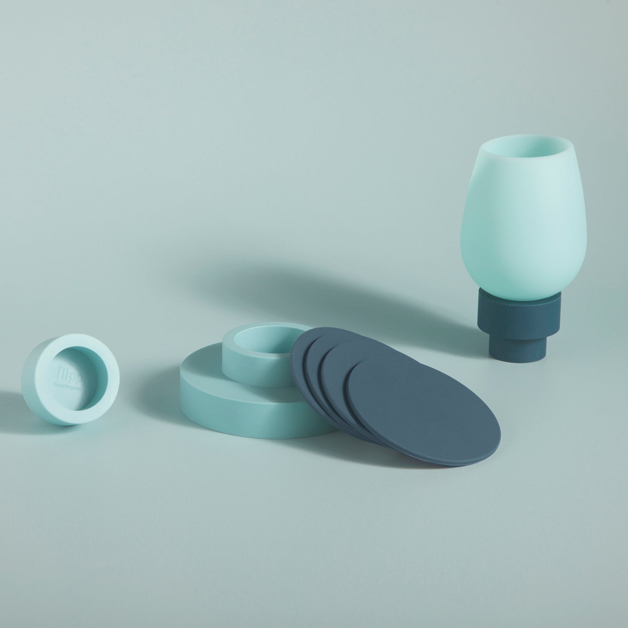 Mist + Ink | Flipp small | Silicone Unbreakable Candle Holder Set - porter green | style + sustainability