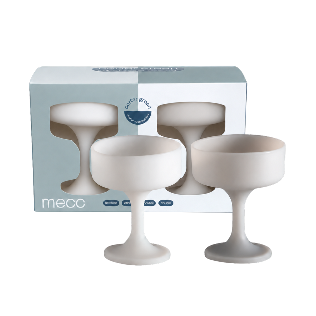 blanc + dove | mecc | silicone unbreakable cocktail glasses - porter green | style + sustainability