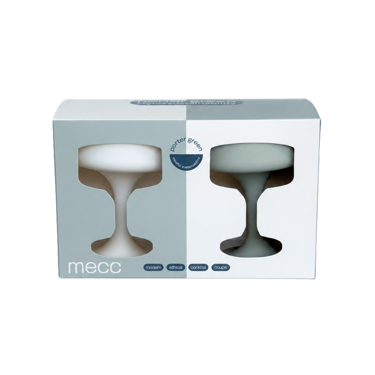 blanc + dove | mecc | silicone unbreakable cocktail glasses - porter green | style + sustainability