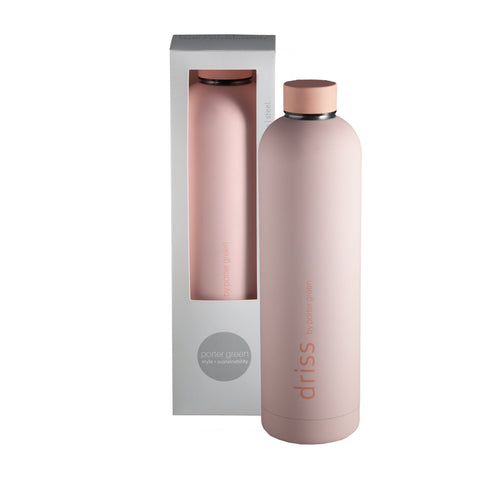 peach + petal | driss | insulated stainless steel water bottle - porter green | style + sustainability