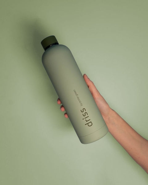 sage + olive | driss | insulated stainless steel water bottle - porter green | style + sustainability